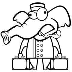 coloring cartoon elephant porter with suitcases