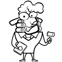 coloring cartoon sheep judge with a gavel and law book