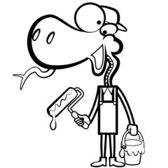 coloring cartoon snake painter with a paint brush
