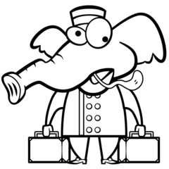 coloring cartoon elephant porter with suitcases