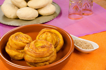 Still life with chebakia in the foreground