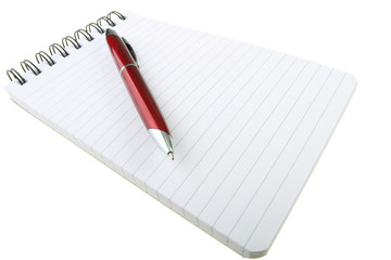 Red pen and notepad