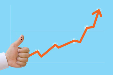 Obraz premium Business graph. The finger of the businessman.