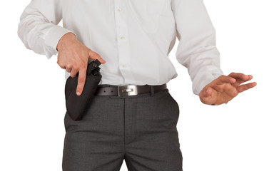 Secret service agent with a gun