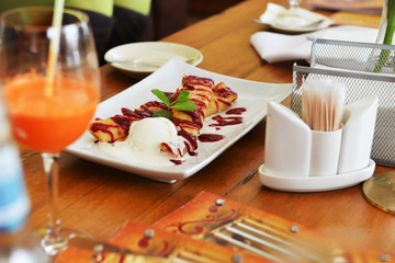 Pancakes and ice cream