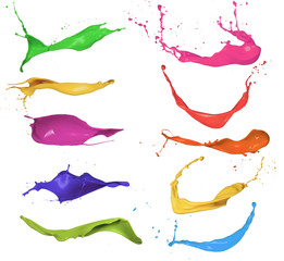 Colored splashes isolated on white background