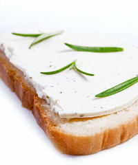 Sandwich with a soft curd cheese