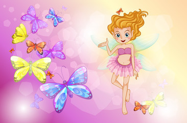 A fairy with the colorful butterflies