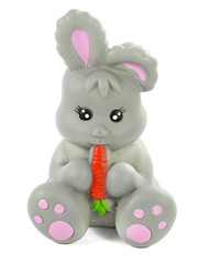 rabbit with carrot isolated on white background