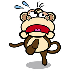 humor cartoon monkey running with white background
