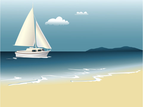 Summer background with sea and boat