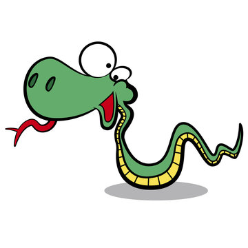 humor cartoon snake running with white background