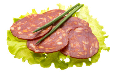 Italian sausages with salad leaves