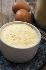 corn flour on wooden background