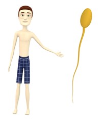 3d render of cartoon character with sperm