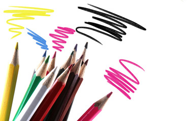 Multicolored pencils isolated on white background