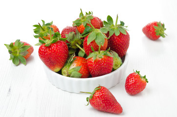 Fresh ripe strawberries in a bowl