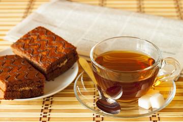 cup of tea with sponge cake