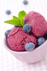 refreshing blueberry sorbet close-up
