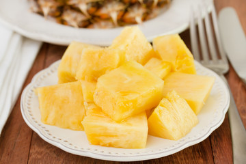 fresh pineapple on the plate