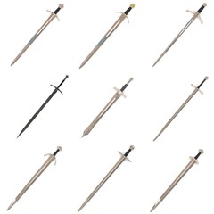 collection of 3d renders - swords