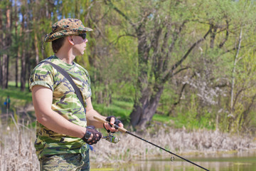 Young man fishing