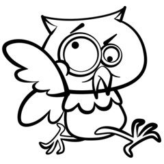 coloring humor cartoon owl running with white background