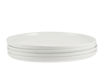 Pile of clean white dish plates isolated