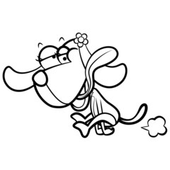 coloring humor cartoon dog running with white background