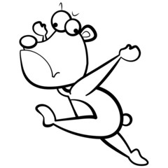 coloring humor cartoon bear running with white background