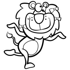 coloring humor cartoon lion running with white background