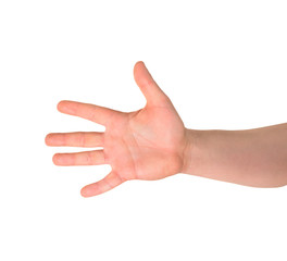 Five finger hand gesture sign isolated