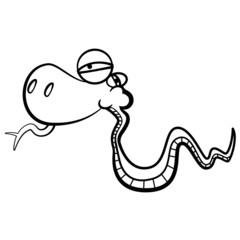 coloring humor cartoon snake running with white background