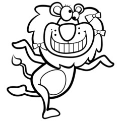 coloring humor cartoon lion running with white background