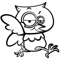 coloring humor cartoon owl running with white background