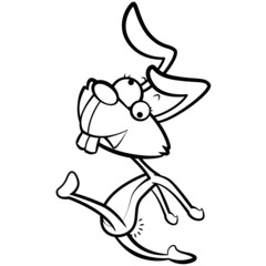 coloring humor cartoon rabbit running with white background