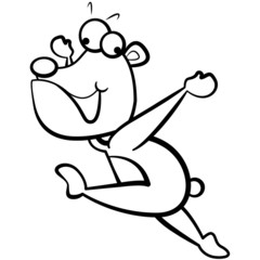 coloring humor cartoon bear running with white background