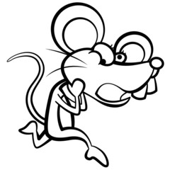 coloring humor cartoon mouse running with white background