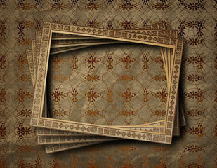 Old grunge frames on the ancient paper background