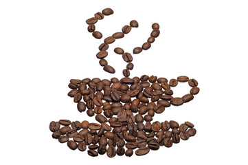 Coffee grain in a pattern cup and saucer