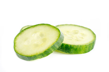 Fresh slice cucumber on white background
