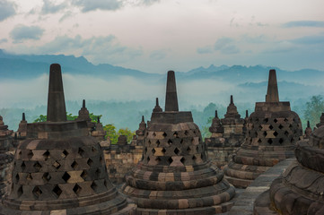 Borobudur temple at sunrise, Java, Indonesia