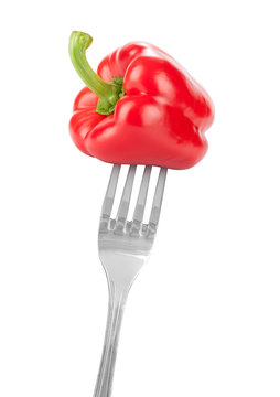 bell pepper on a fork © spaxiax