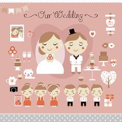 Cute vector set of wedding, love and sweets - 52758742