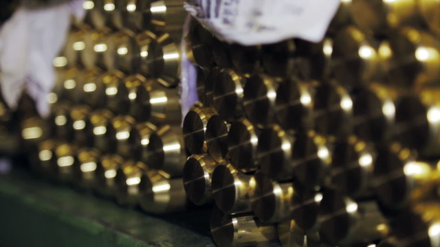 Thick brass bars in factory