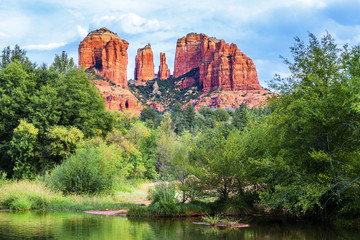 Famous view of Cathedral Rock