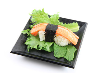Sushi made ​​from Crab meat on dish.