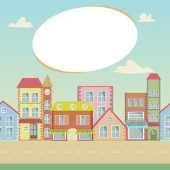 Banner with small town.