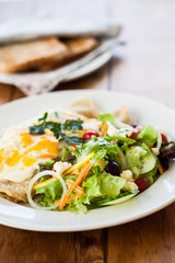 filled crepes and salad