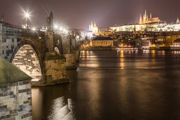 Foto auf Glas Charles Bridge in Prague at Night © william87
